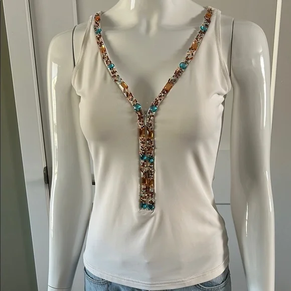 Joseph Ribkoff Jewelled Zip Tank Top - Picture 3 of 12
